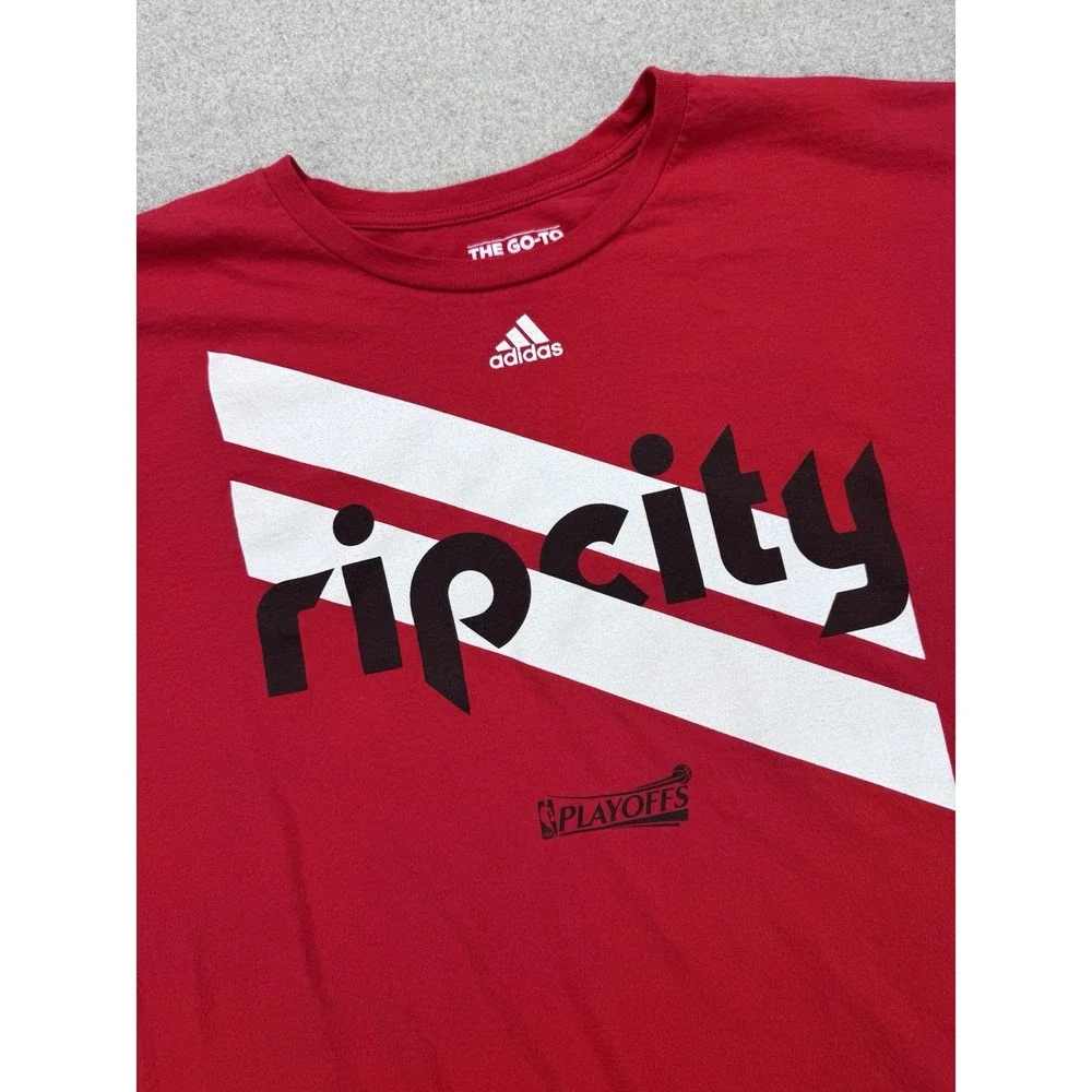 Adidas Portland Trail Blazers Rip City Playoffs T-Shirt Men's‎ XL Red NBA Tee